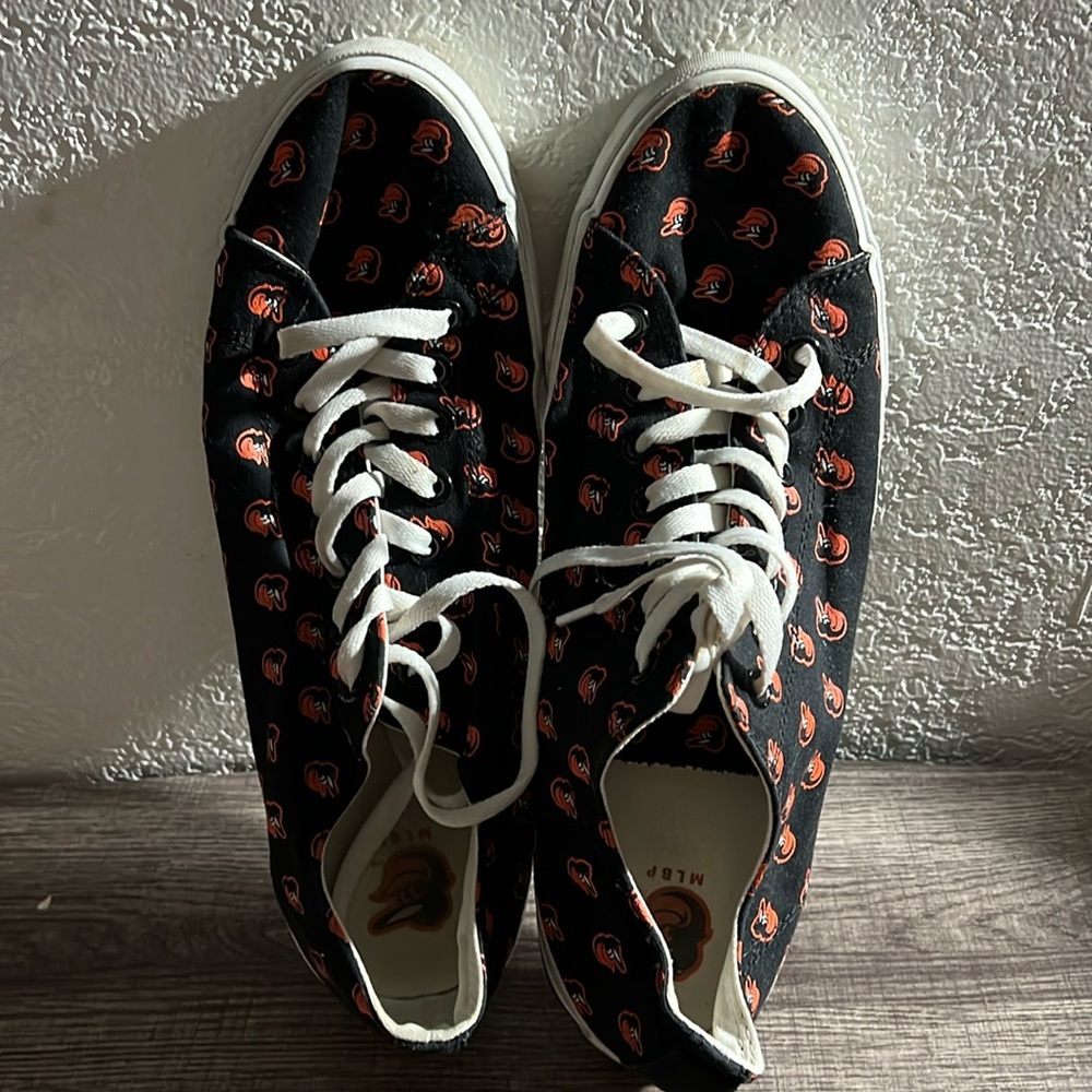 Row one Baltimore Orioles black canvas shoe